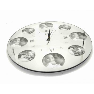 Купить Часы Зеркало с фоторамками  диаметр 35 см в Москве