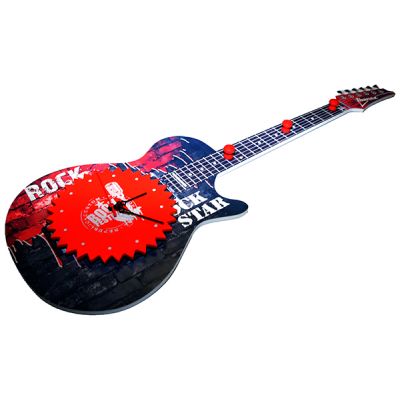 Купить  Часы настенные "Рок гитара" с декоративной вешалкой. в Москве